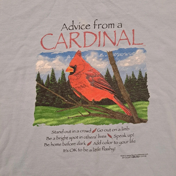 Blue Cotton Red Cardinal Bird Poem Inspiration Quote Short Sleeve T-Shirt Sz XL - Picture 3 of 7